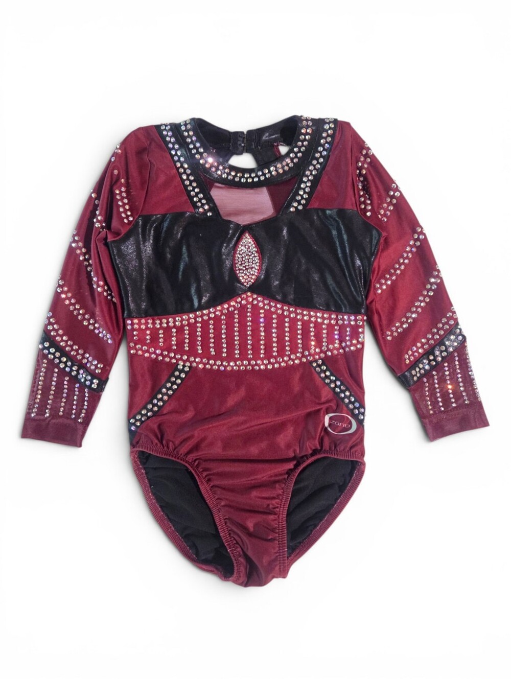 Ozone Geometric Sparkle Rhinestone Leotard Long Sleeve Competition Leotard